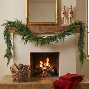 Christmas Norfolk Pine‎ Garland Artificial 9ft Real Touch Mantle Decor NEW